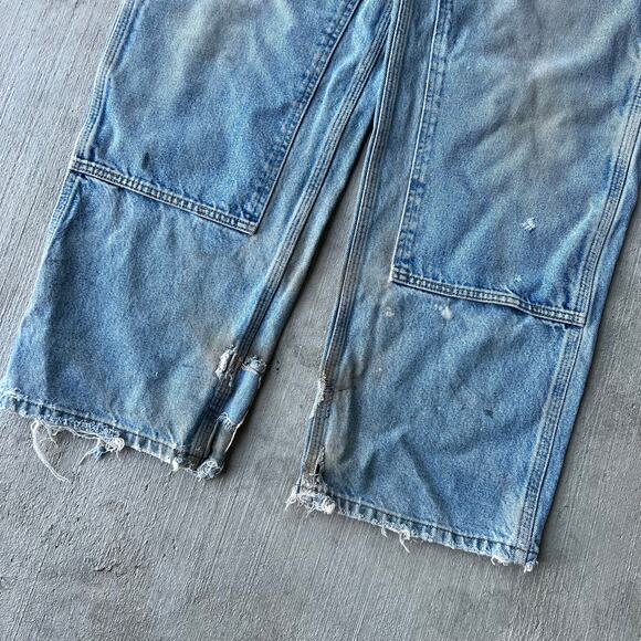 Vintage Y2K Carhartt denim blue jeans double knee work wear carpenter pants - Picture 7 of 11